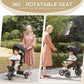 Baby Tricycle, 6-in-1 Folding Kids Trike with Removable Push Handle, Rotatable Seat, Adjustable Canopy, Storage Box, Safety Harn