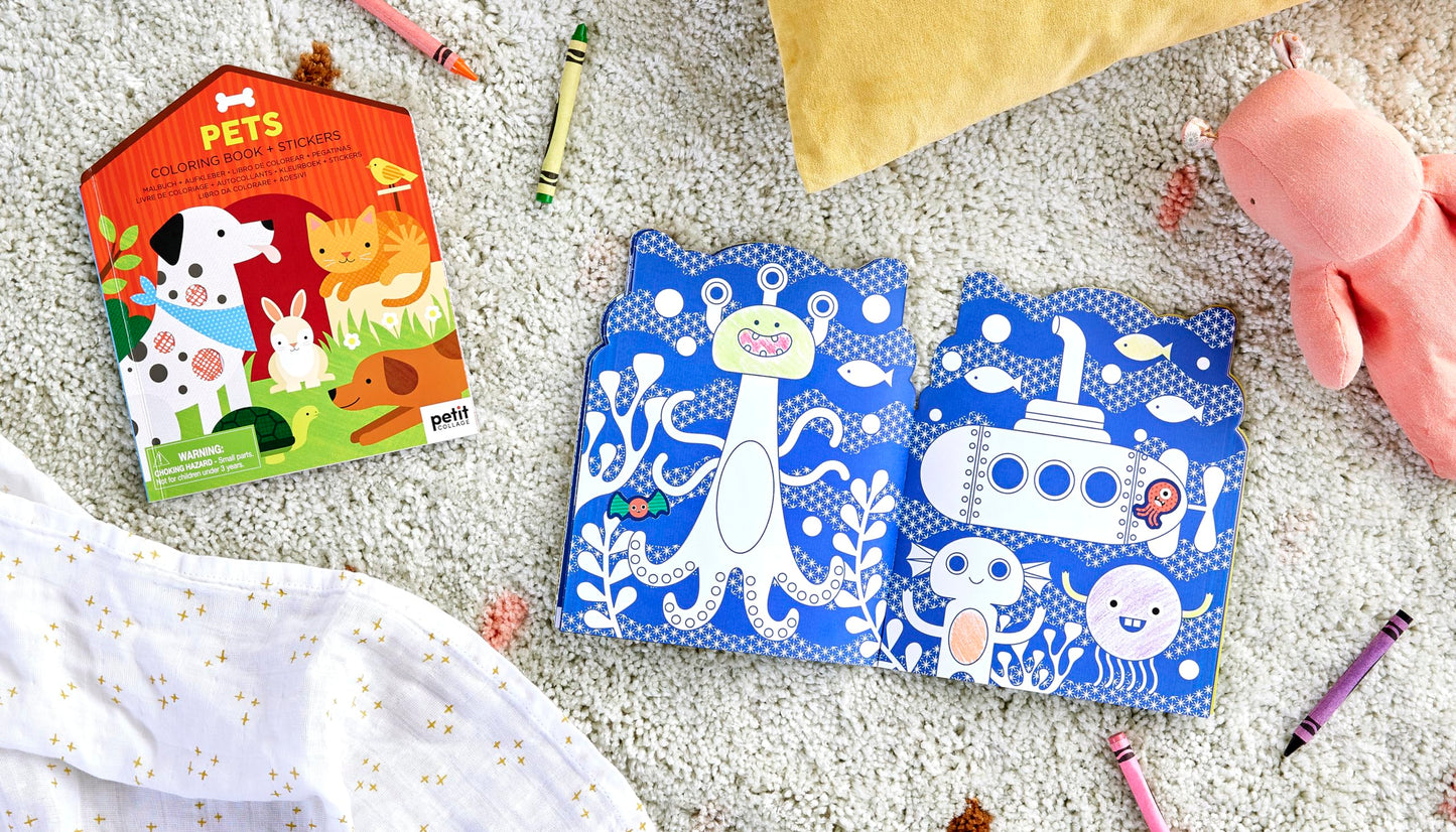 Coloring Book with Stickers Pets