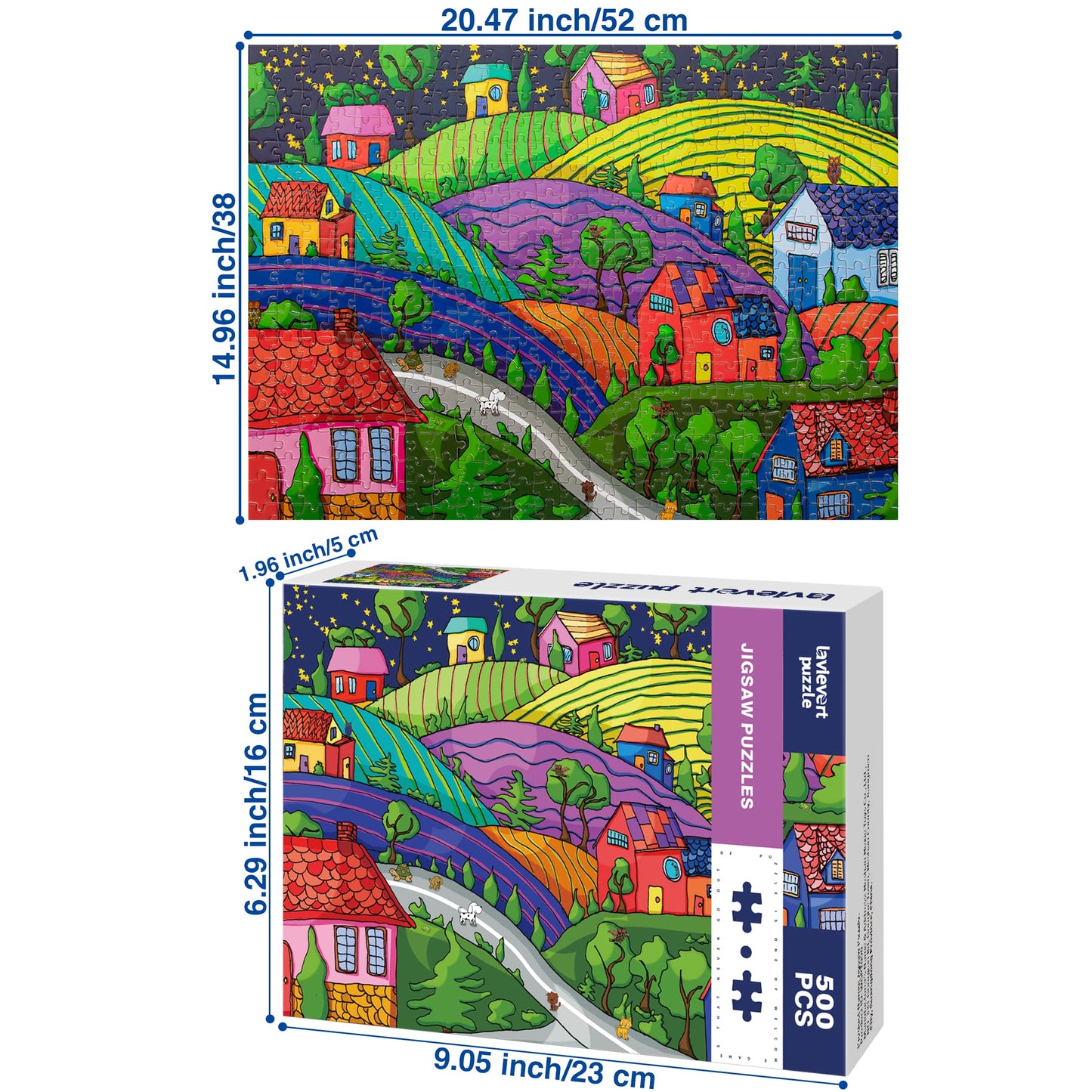 Lavievert Jigsaw Puzzle 500 Piece Puzzle For Adults And Kids - Village Under The Stars