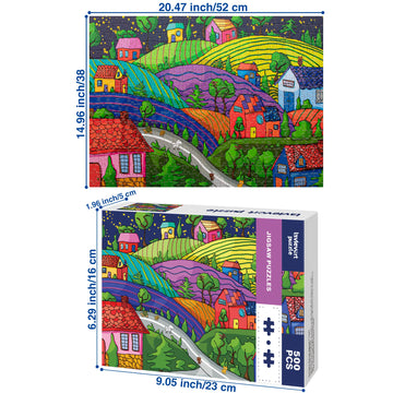 Lavievert Jigsaw Puzzle 500 Piece Puzzle For Adults And Kids - Village Under The Stars