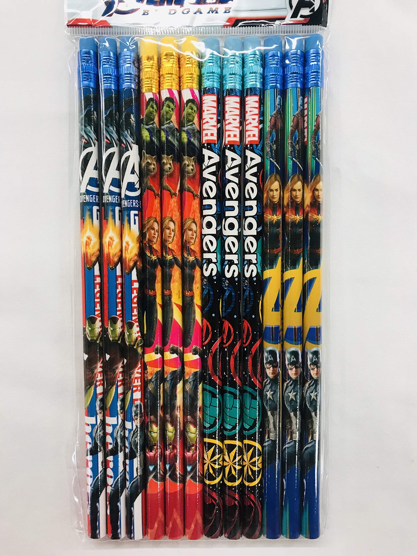 12 Marvel Avengers Endgame Wooden Pencil Cartoon Character Authentic Licensed School Party Bag Fillers
