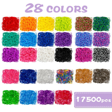 Inscraft 17500+ Rubber Loom Bands With 3 Layer Light Purple Container, 28 Colors, 600 S-Clips, 352 Beads, 40 Cartoon Pendant, Bracelet Making Refill Kit For Kids