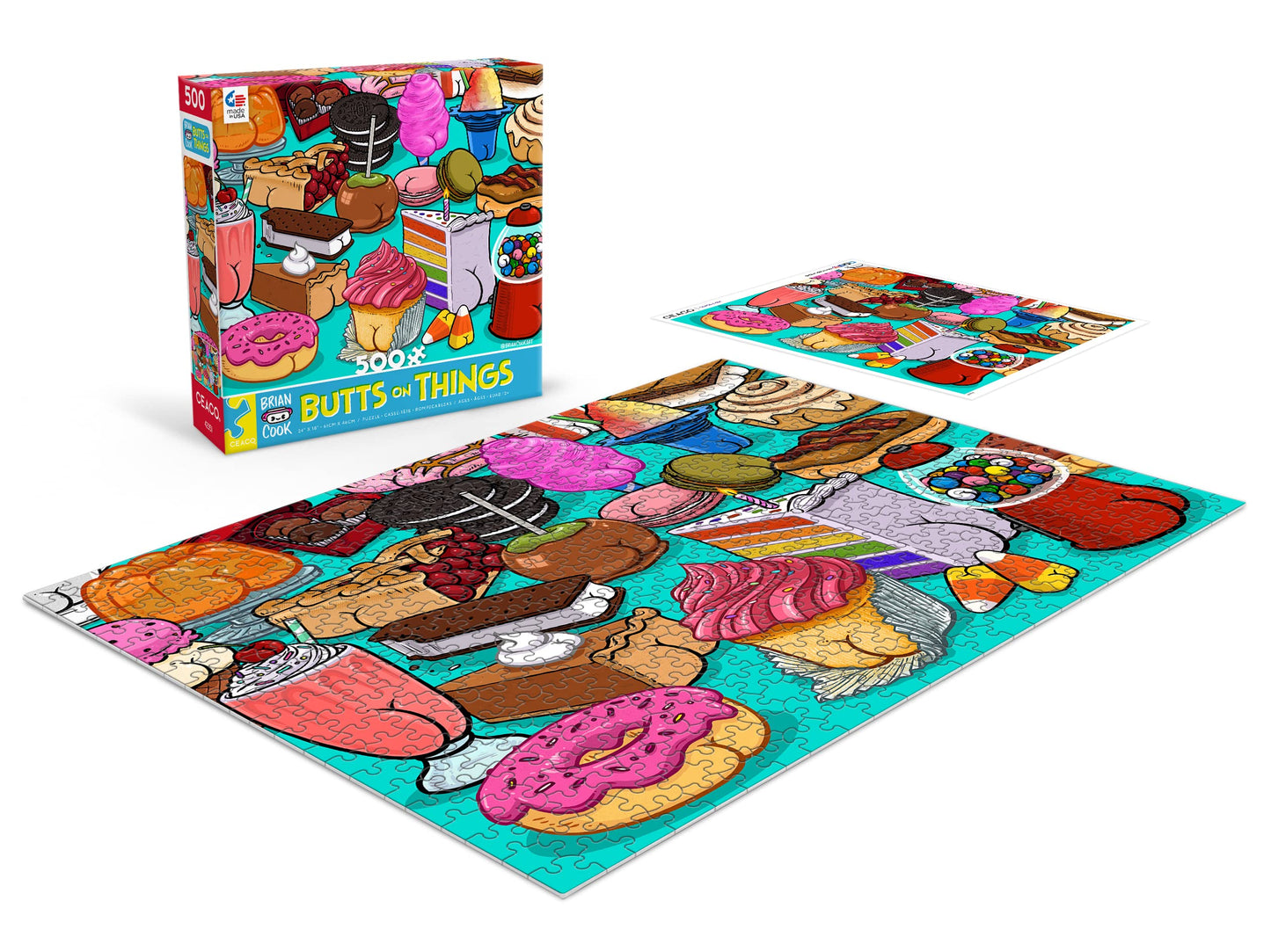 Ceaco - Brian Cook - Butts On Things - Sweet Cheeks - 500 Piece Jigsaw Puzzle