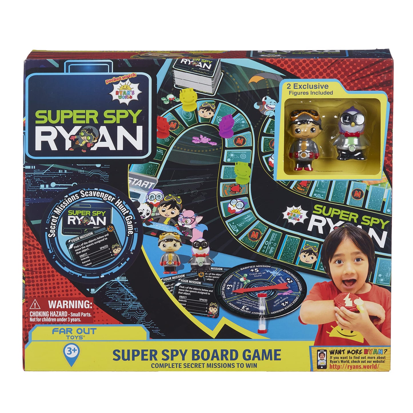 Far Out Toys Ryan’s World Super Spy Board Game, Adventure & Mystery, Includes 70 Mission Cards, One Size, Multi, Model 31314