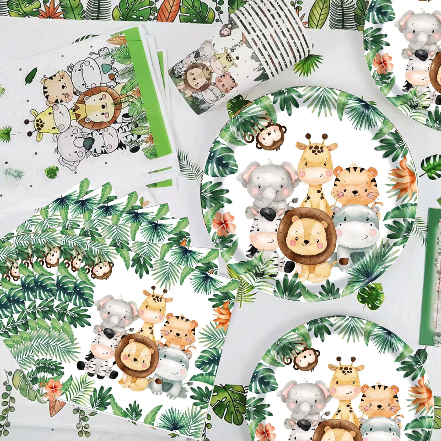 50 Pcs Jungle Safari Animal Napkins Party Disposable Dinner Napkins Animal Paper Napkins Safari Napkins Jungle Themed Party Napk