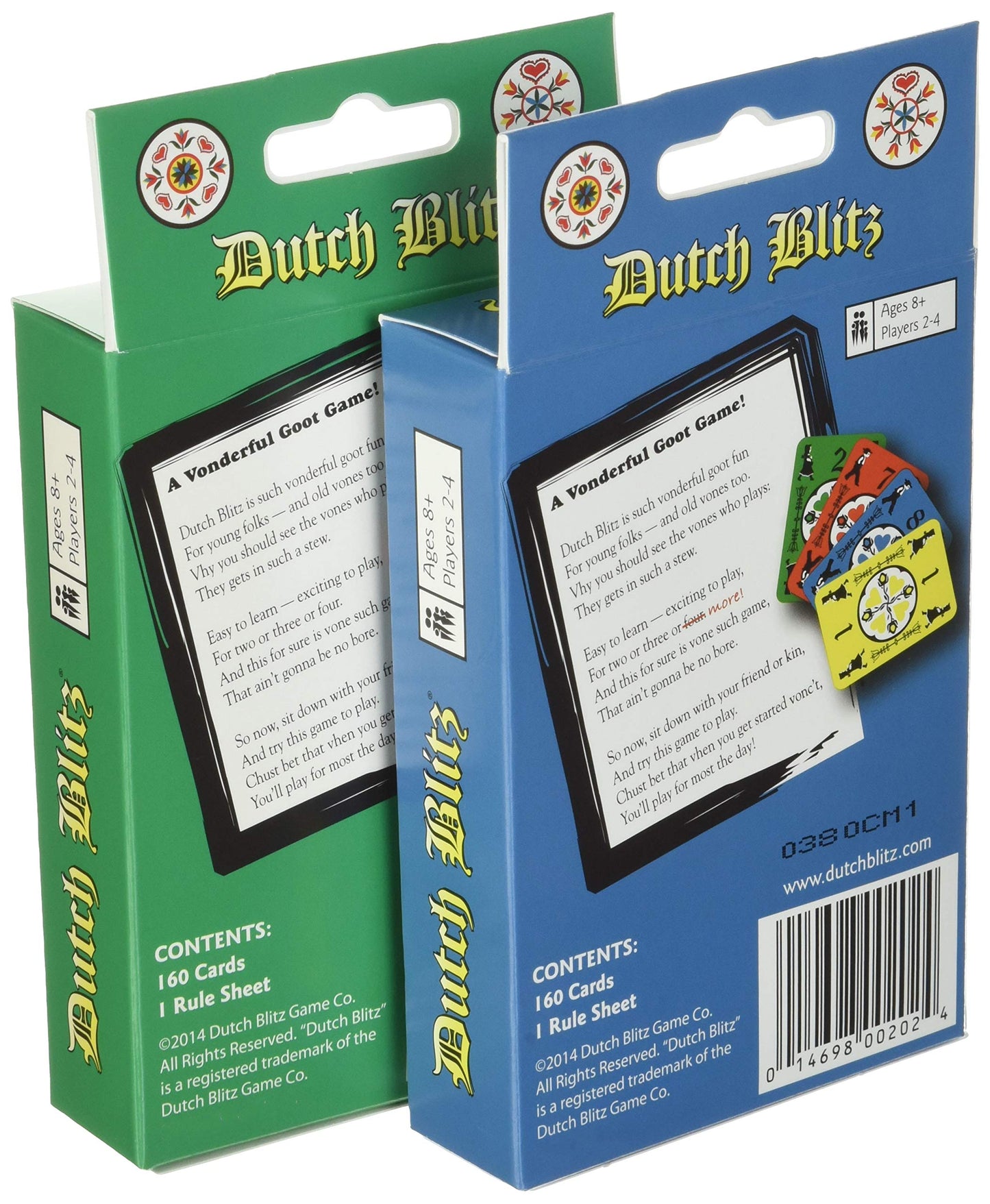 Dutch Blitz Fast Paced Card Game Combo - Premium Pack, New Blue, Model DB100, Fun for 2-4 Players, Ages 8+