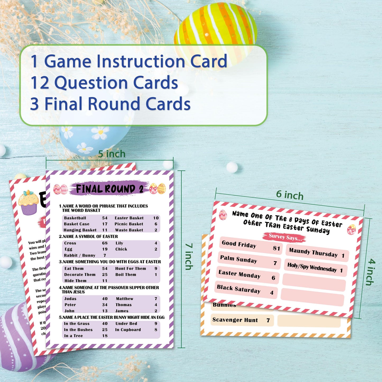 Xenseou Easter Family Feud Game - Fun Trivia for Groups, Paper, FHJ-SC03