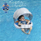 Luckclubtojoy Non-Inflatable Mambobaby Float With Canopy, Uv-Protective Baby Swimming Float With Safety Buckle, Anti-Flip Tail S
