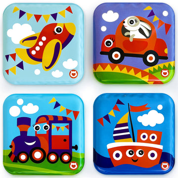 Floating Baby Bath Books - Transport Themed Bath Books For Babies, Infants - Waterproof, Mold-Free Bath Toys For Learning & Earl