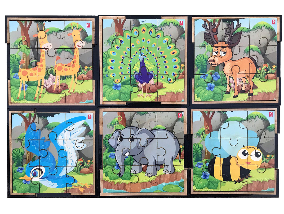 WISSEN Wooden Animal Bird Puzzle Set of 6 Puzzles 6 * 6 inch