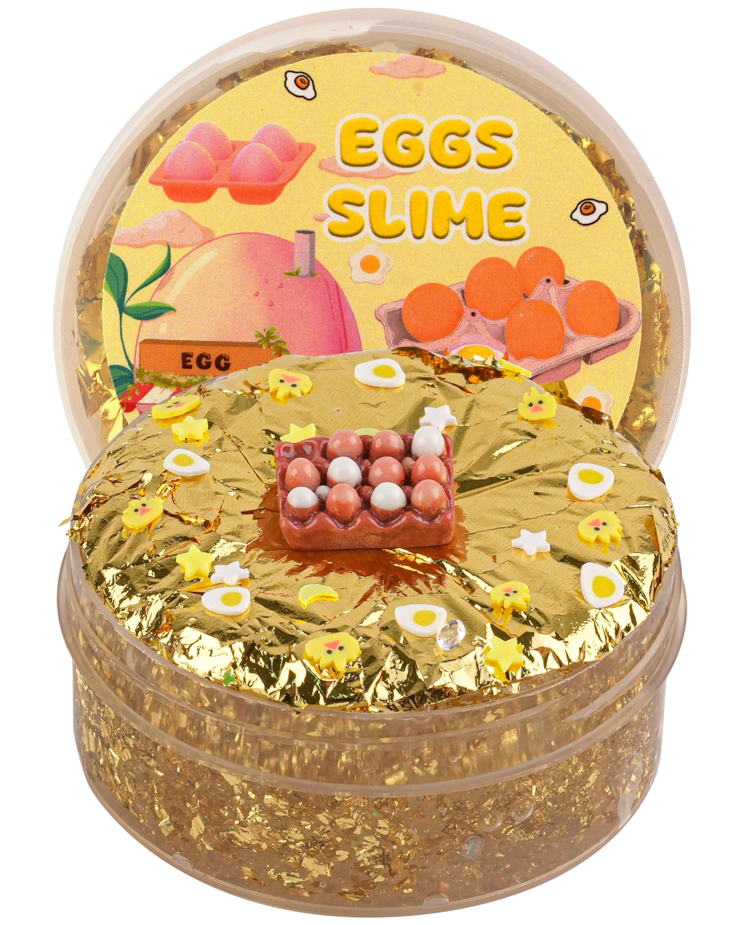 Okaybee Egg Gold Foil Slime, Good Stretchy & Non-Sticky Clear Slime, Slime Party Favors For Kids, Slime Sensory Toys For Birthda