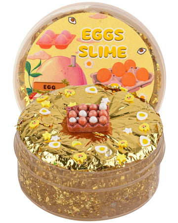 Okaybee Egg Gold Foil Slime, Good Stretchy & Non-Sticky Clear Slime, Slime Party Favors For Kids, Slime Sensory Toys For Birthda