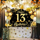 Katchon, Happy 13Th Birthday Banner Black And Gold - Xtralarge, 72X44 Inch | 13Th Happy Birthday Backdrop, Happy 13Th Birthday Banner | 13Th Birthday Decorations For Boys | 13 Birthday Decorations