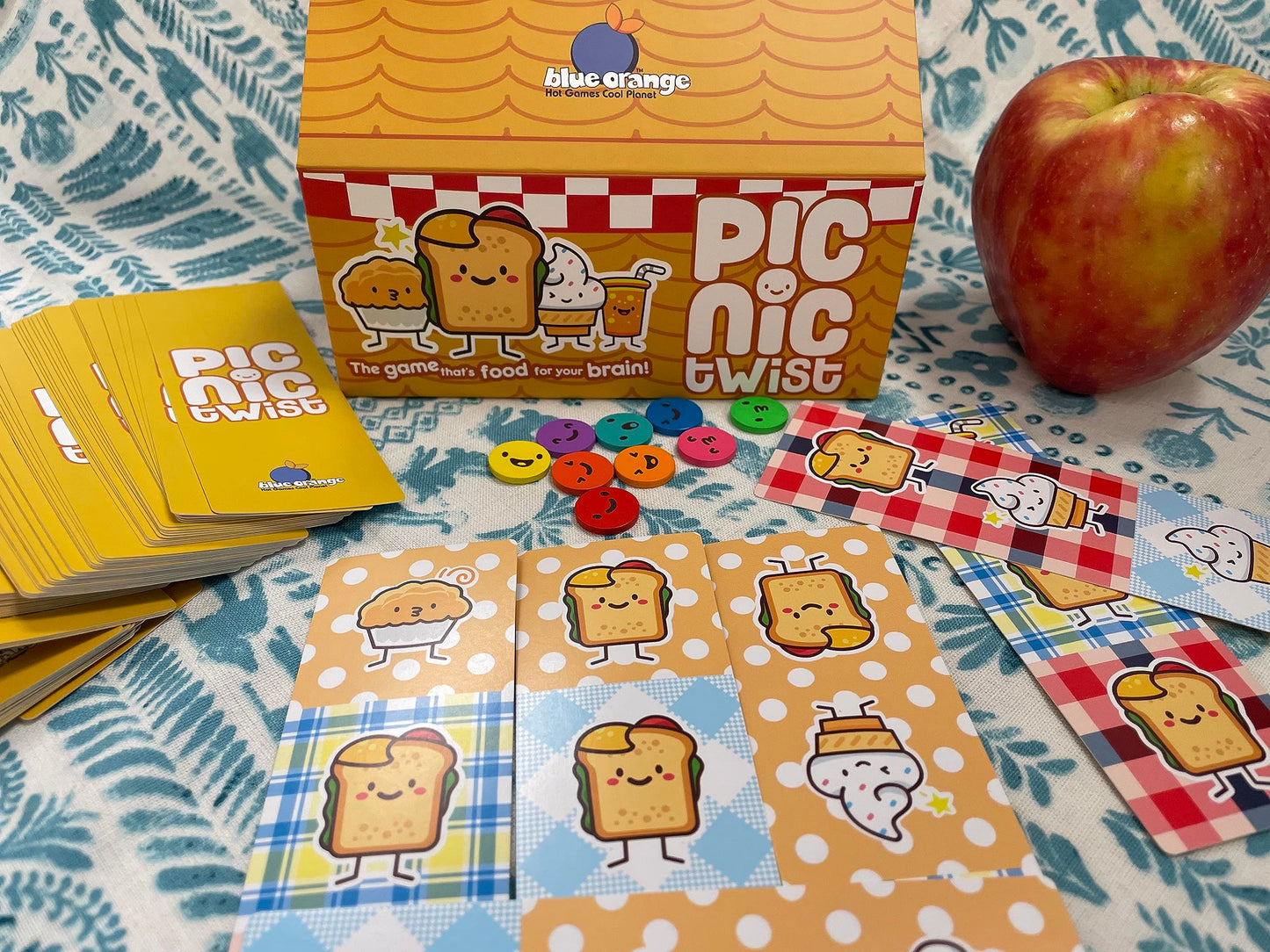 BLUE ORANGE GAMES Picnic Twist  Set Collection Card Game in a Picnic Basket  Family or mature-themed Strategy Game for 1 to 9 Players Recommended for Ages 8 & Up.