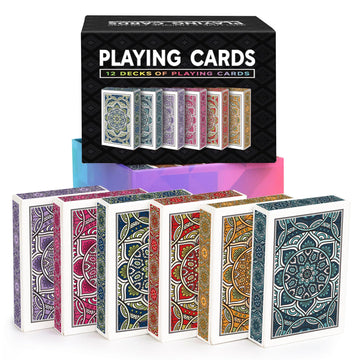 Metsyth Playing Cards 12 Pack,Decks Of Cards,Poker Cards Set Standard Playing Cards Bulk With 6 Bright Colors,Card Games For Adu