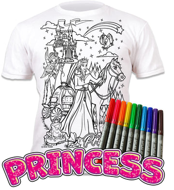 Splat Planet T-Shirt Princess T-Shirt Magica Da Colorare Con 10 Penne Magiche Lavabili Atossiche - Colora La Tua Maglietta, Colo