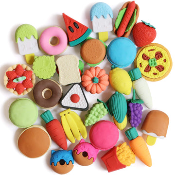 Mr. Pen- Mini Food Erasers for Kids, 30 pcs, 3D Mini Erasers for Kids, Non-Toxic & Safe for Children, No Smudge