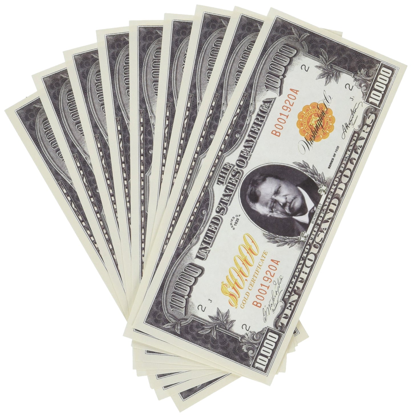 American Art Classics Set of 100 - $10,000.00 Gold Certificate Novelty Bill