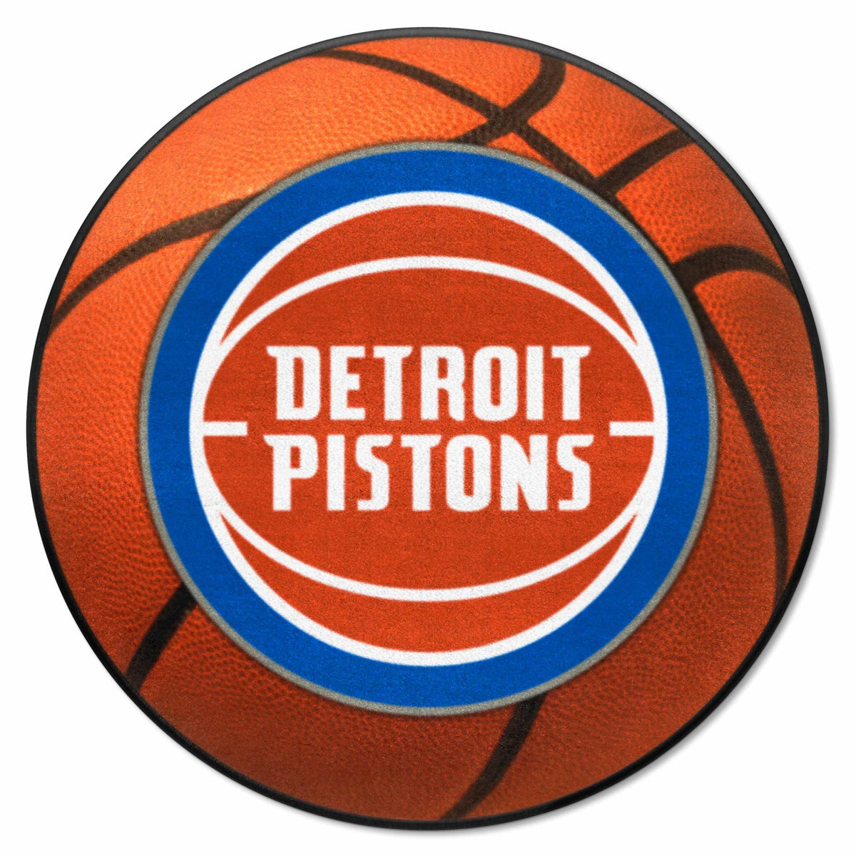 FANMATS 10214 Detroit Pistons Basketball Shaped Rug - 27in. Diameter, Basketball Design, Sports Fan Accent Rug