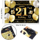 IMISI 21st Birthday Banner - Black Polyester Decorations for Men's Birthday Party