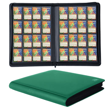 MORABTO Trading Card Binder, 16 Pocket Holds 1408 Cards, Zipper Album, Green, Model M-16P CARD BINDER 01