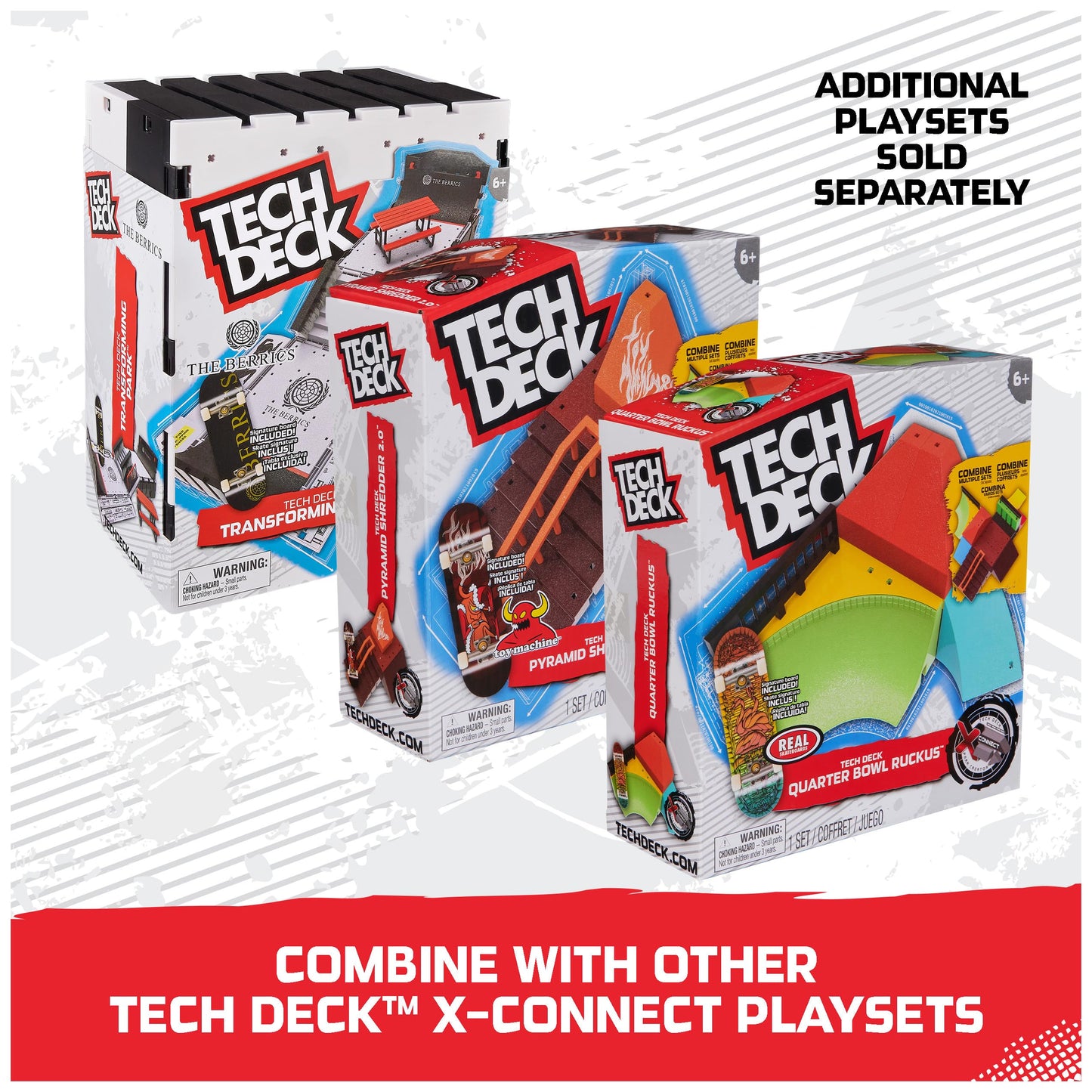 TECH DECK Quarter Bowl Ruckus X-Connect Park Creator Ramp Set - Customizable Fingerboard Toy, Ages 6+, Plastic, Model 6070358