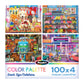 Roseart - Snack Size - Color Palette - 4 X 100 Piece Jigsaw Puzzle For Adults