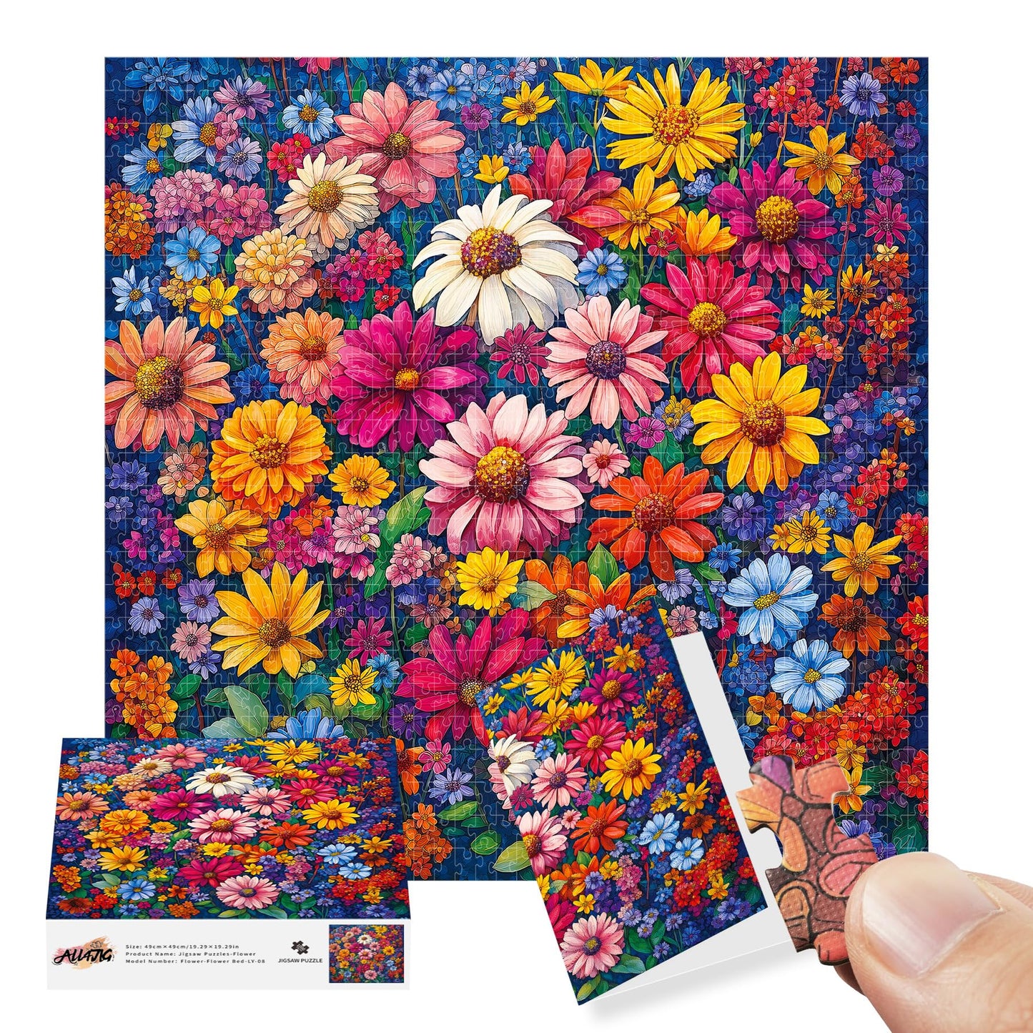 All4Jig Flowers Fun Jigsaw Puzzles For Adults And Kids, 1000 Pieces, Christmas Secret Santa Gift, White Elephant Gifts, Number P