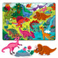Mini Leaves 60 Piece Wooden Puzzle For Kids 46 Years  Dinosaurs World Jigsaw Floor Puzzle With Booster Cards & Box  Safe & Du