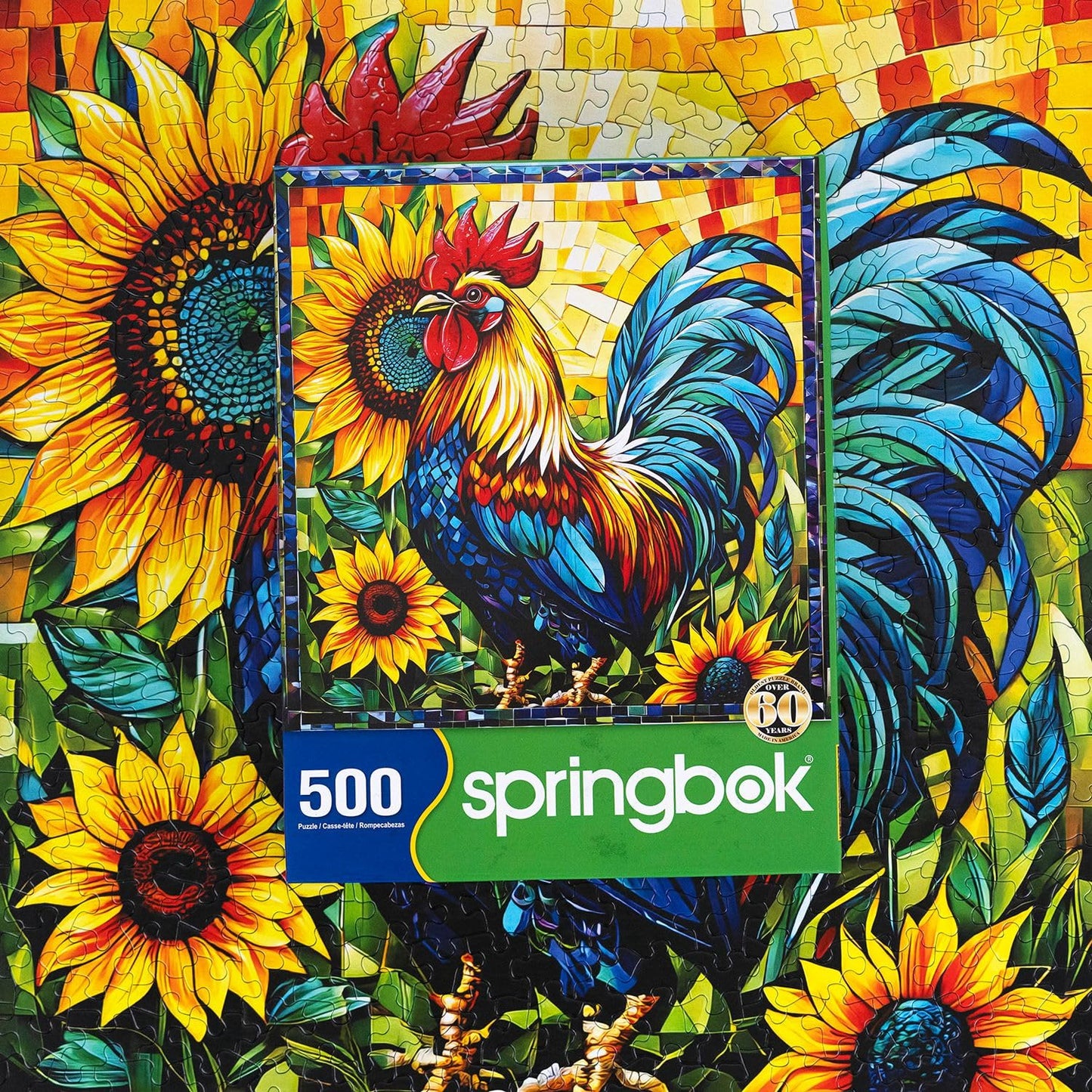 Springbok'S Fall Rooster 500 Piece Puzzle For Adults Is A Vivid Mosaic Of A Colorful Rooster - Ideal For Sharing With Friends