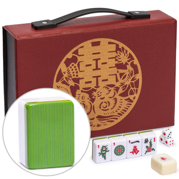 Yellow Mountain Imports 'Bamboo Oasis Chinese Mahjong Set With 146 Small Tiles And Red Vinyl Case — For Chinese Style Gameplay Only [??????????]