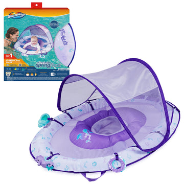 Swimways Ultra Baby Spring Float, Premium Inflatable Baby Pool Float With Sun Canopy, Fast Inflation & Carry Bag (9-24 Months),