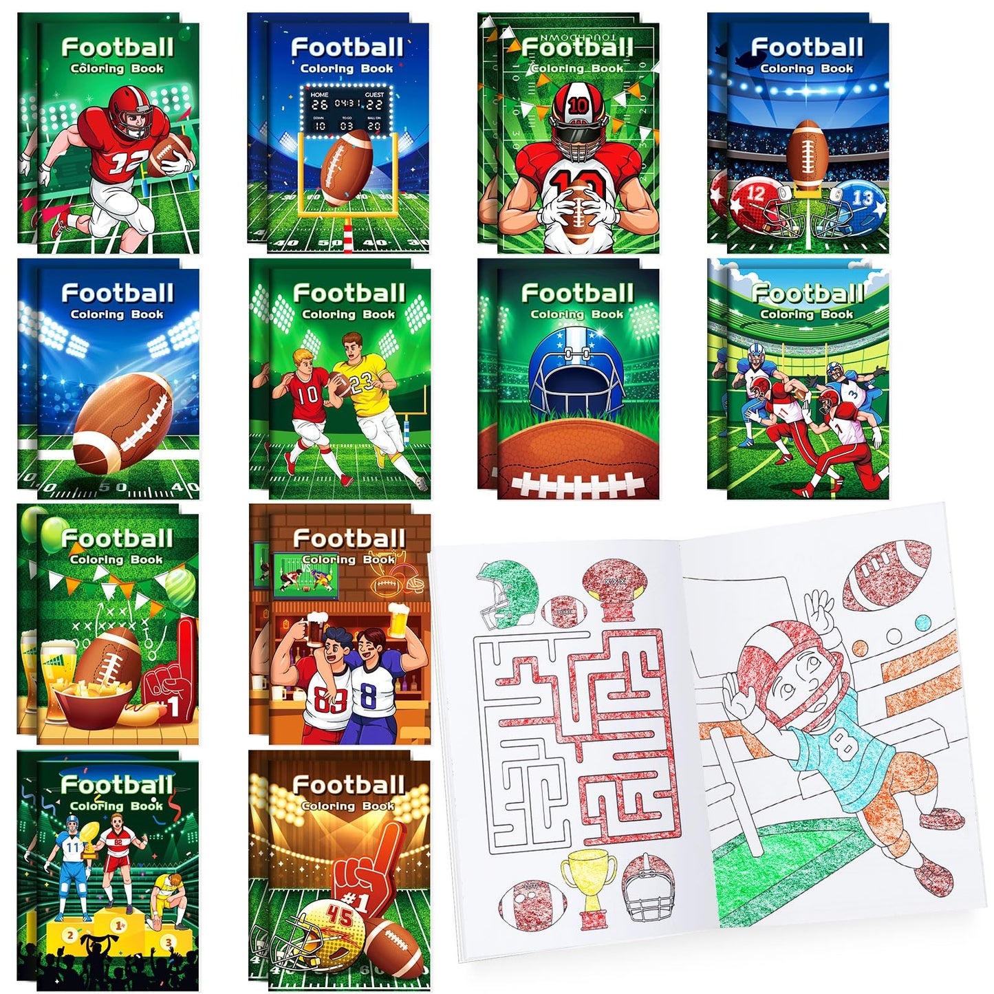 Benlouis 24 Pcs Football Mini Coloring Books Sports Football Theme Birthday Party Favors Activity Books Bulk For Kids Boys Super