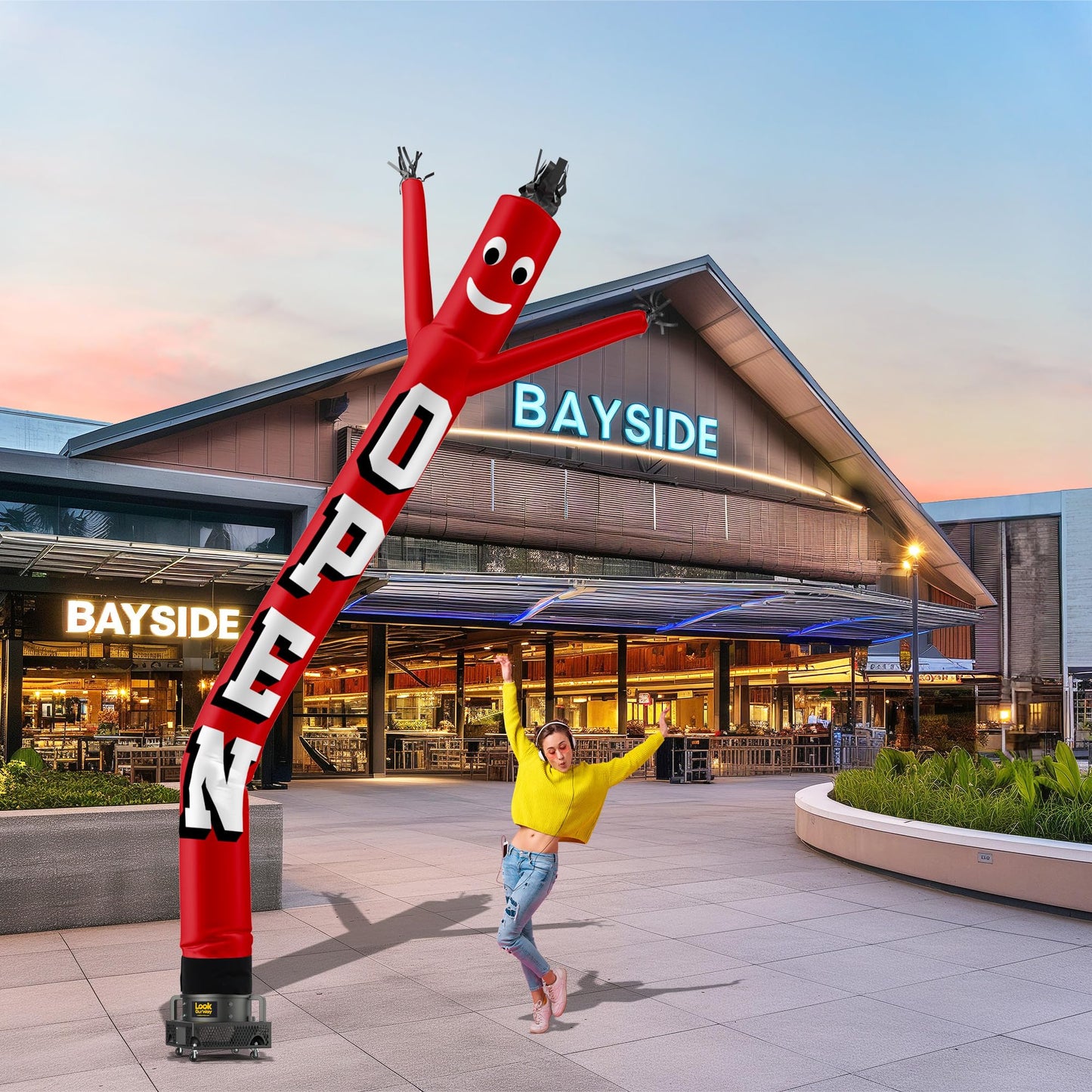 LookOurWay Air Dancers Inflatable Tube Man Attachment - 20 Feet Tall Wacky Waving Inflatable Dancing Tube Guy for Business Promotion (Blower Not Included) - Open Red
