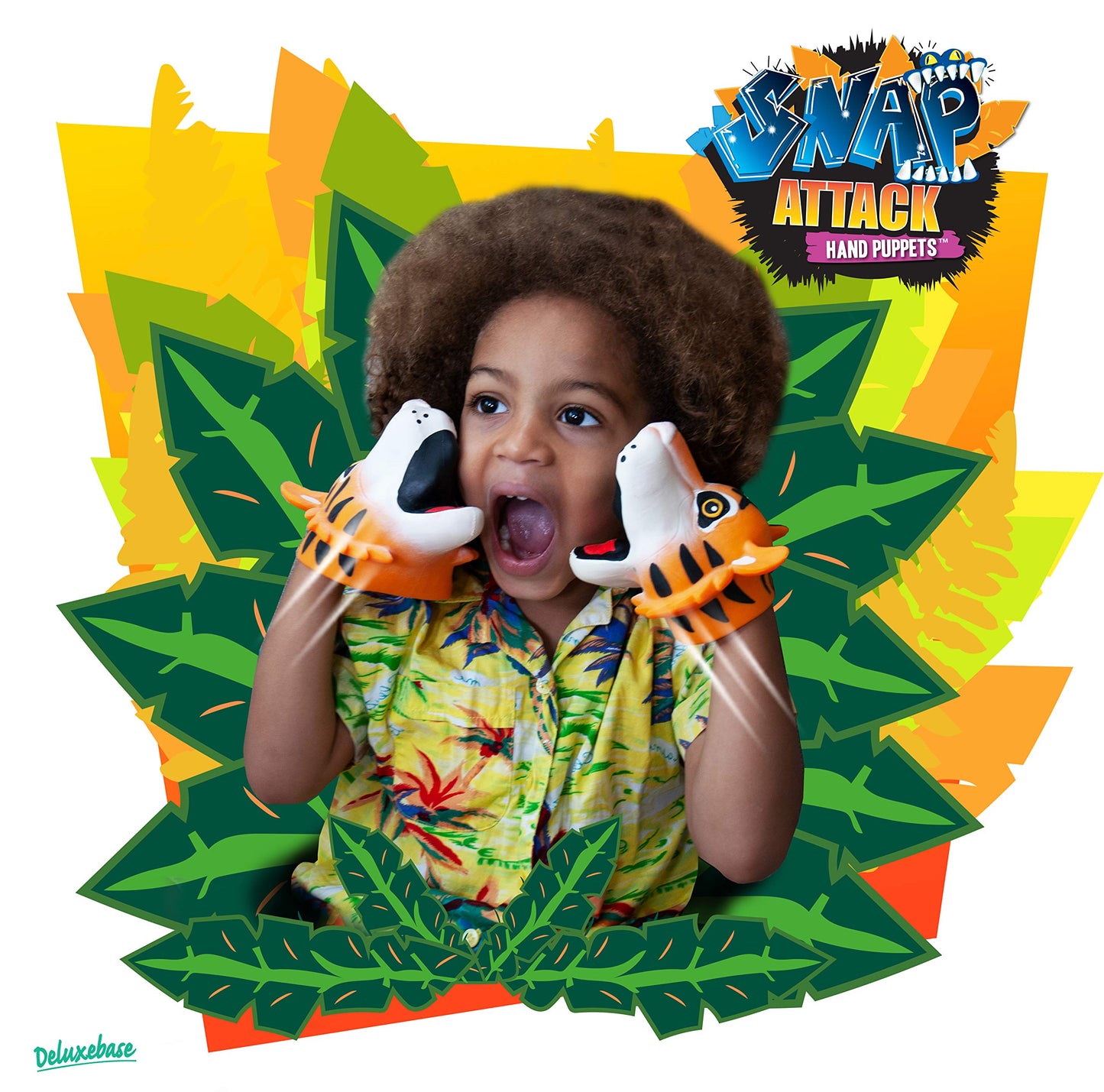 Snap Attack - Tiger From Deluxebase, Stretchy Hand Puppets With Movable Mouth For Kids, Interactive Animal Puppet Toy For Imagin