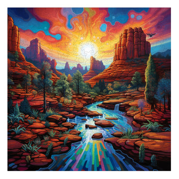 Trippy Puzzle Co - Wooden Jigsaw Puzzle For Adults - Challenging 300 Piece Puzzle With Cool Shapes - Mountain Landscape Scenic N