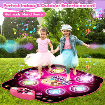 Kizjorya Dance Mat For Kids, Upgraded Switchable 4 & 6 Button Mode Electronic Dance Pad With Bluetooth-9 Levels, Light Up Childr