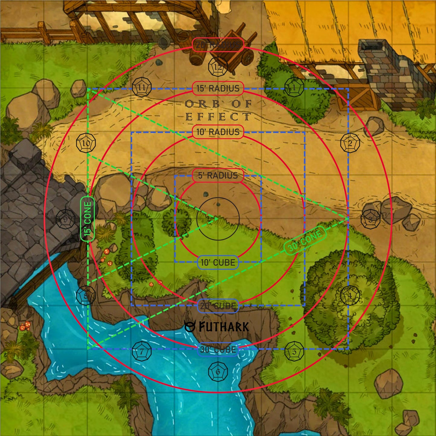 Futhark Dnd Spell Template Large To 30' Cube & 30' Cone, D&D Aoe Spell Template - Measure Area Of Effect Spell Template Dnd Acce