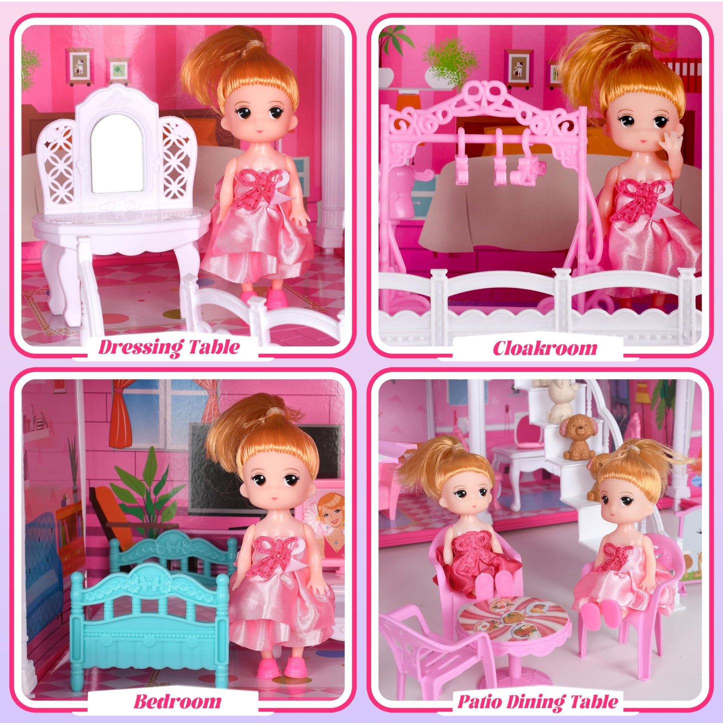 Seifar Doll House for Girls 8 Rooms Dollhouse with Dolls Figure  Puppies Furnitures  Accessories  Toddler Playhouse Gift for for 3 4 5 6 7 8 9 10 Year Old Girls