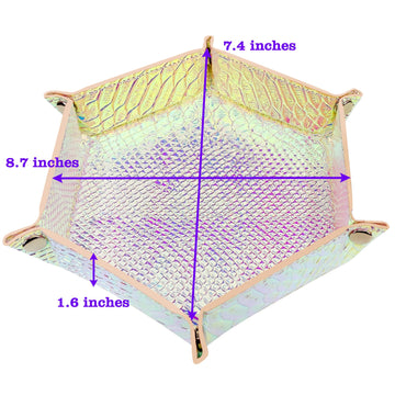 SIQUK 2 Pieces Mermaid Dice Tray PU Leather Dice Trays Portable Folding Hexagon Dice Roller Tray for Dice Games Like RPG, DND an