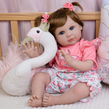 Ekokiz Realistic Baby Doll 22-Inch Lifelike Newborn Baby Doll Soft Cloth Body Real Life Baby Dolls With Clothes And Toy Accessor