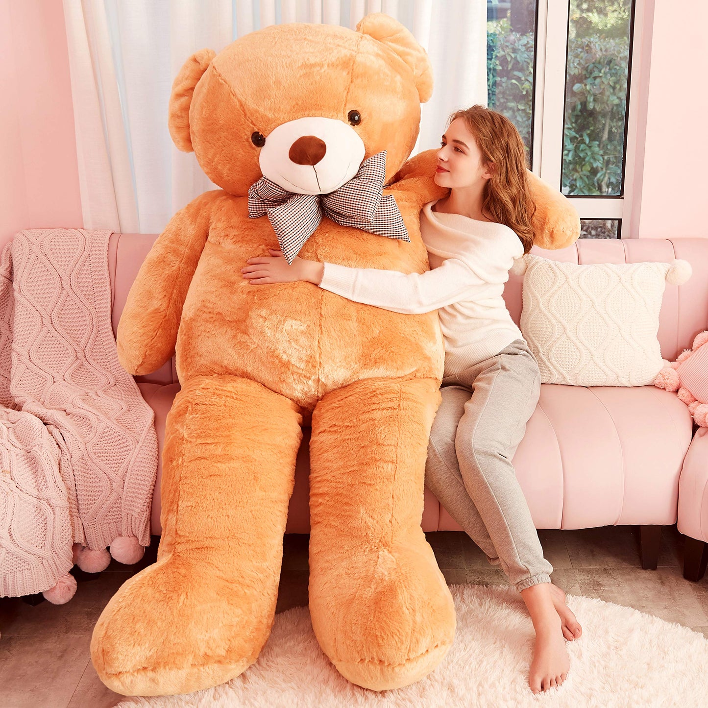 Ikasa Giant Teddy Bear Plush Toy Stuffed Animals (Brown, 70 Inches)