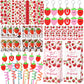 Strawberry Party Favor 72 PCS Sweet Berry Slap Bracelets DIY Stickers Temporary Tattoos Keychain Plastic Straws Gift Bags for Ki
