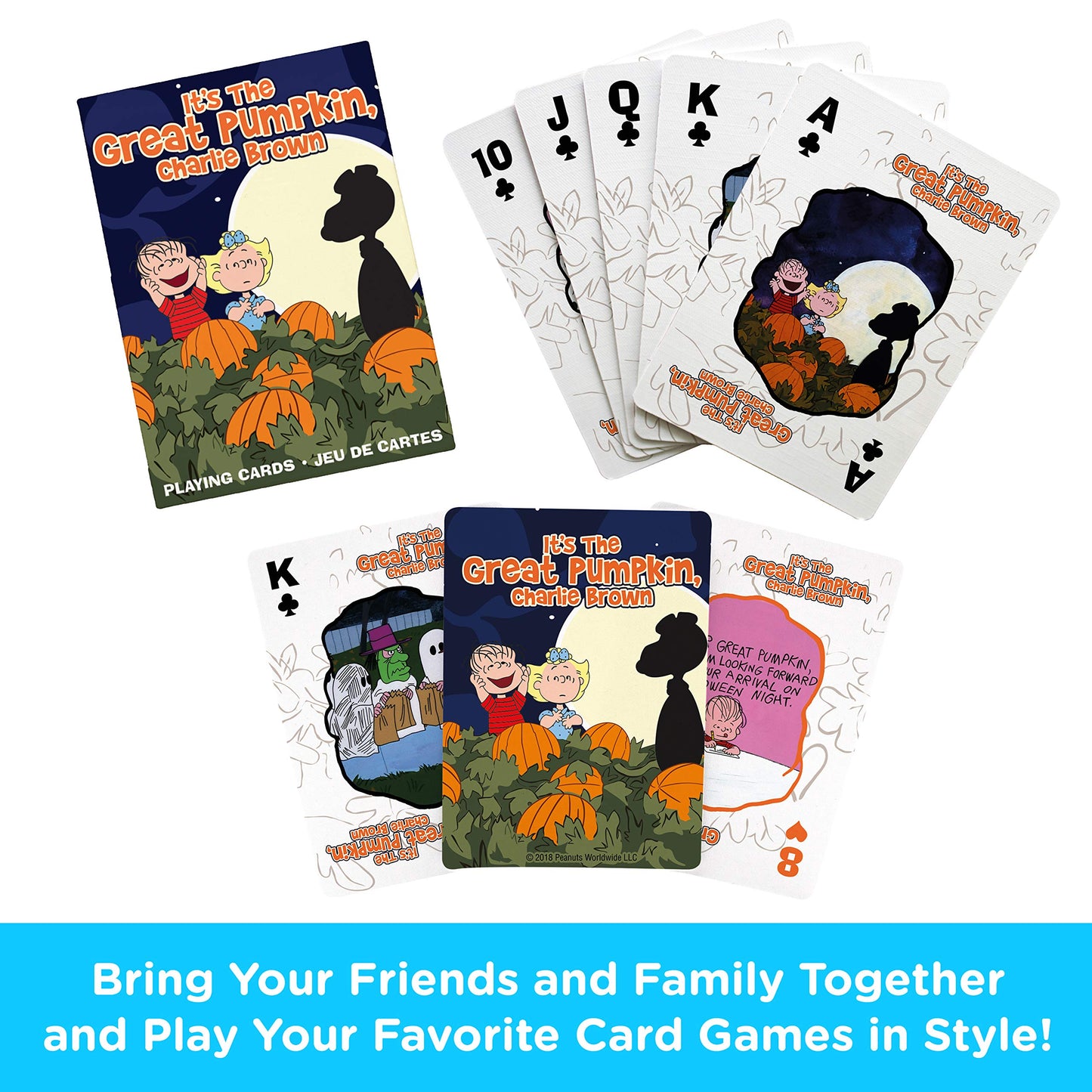 AQUARIUS Peanuts Great Pumpkin Playing Cards - Peanuts Themed Deck of Cards for Your Favorite Card Games - Officially Licensed P