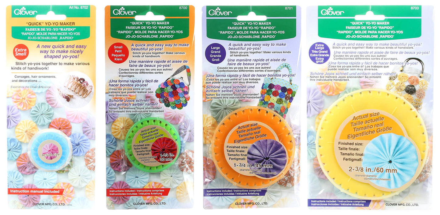 Bundle Of Four (4) Quick Yo-Yo Makers: Extra Small (Makes 3/4' Yo-Yos), Small (Makes 1.25' Yo-Yos), Large (Makes 1.75' Yo-Yos), And Extra Large (Makes 2-3/8' Yo-Yos)