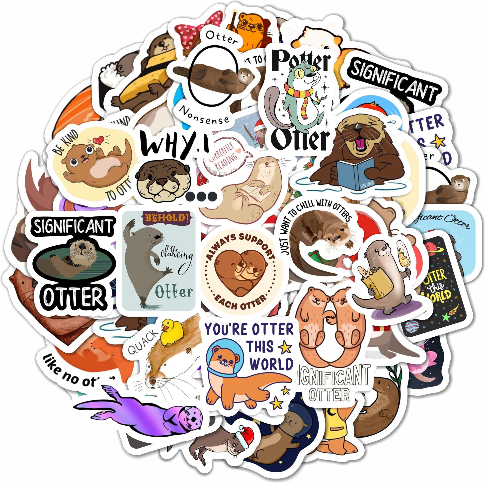 100Pcs Sea And River Otter Stickers For Laptop And Water Bottle - Otter Gifts, Otter, Otter Keychain, Otter Plush, Cute Otter St
