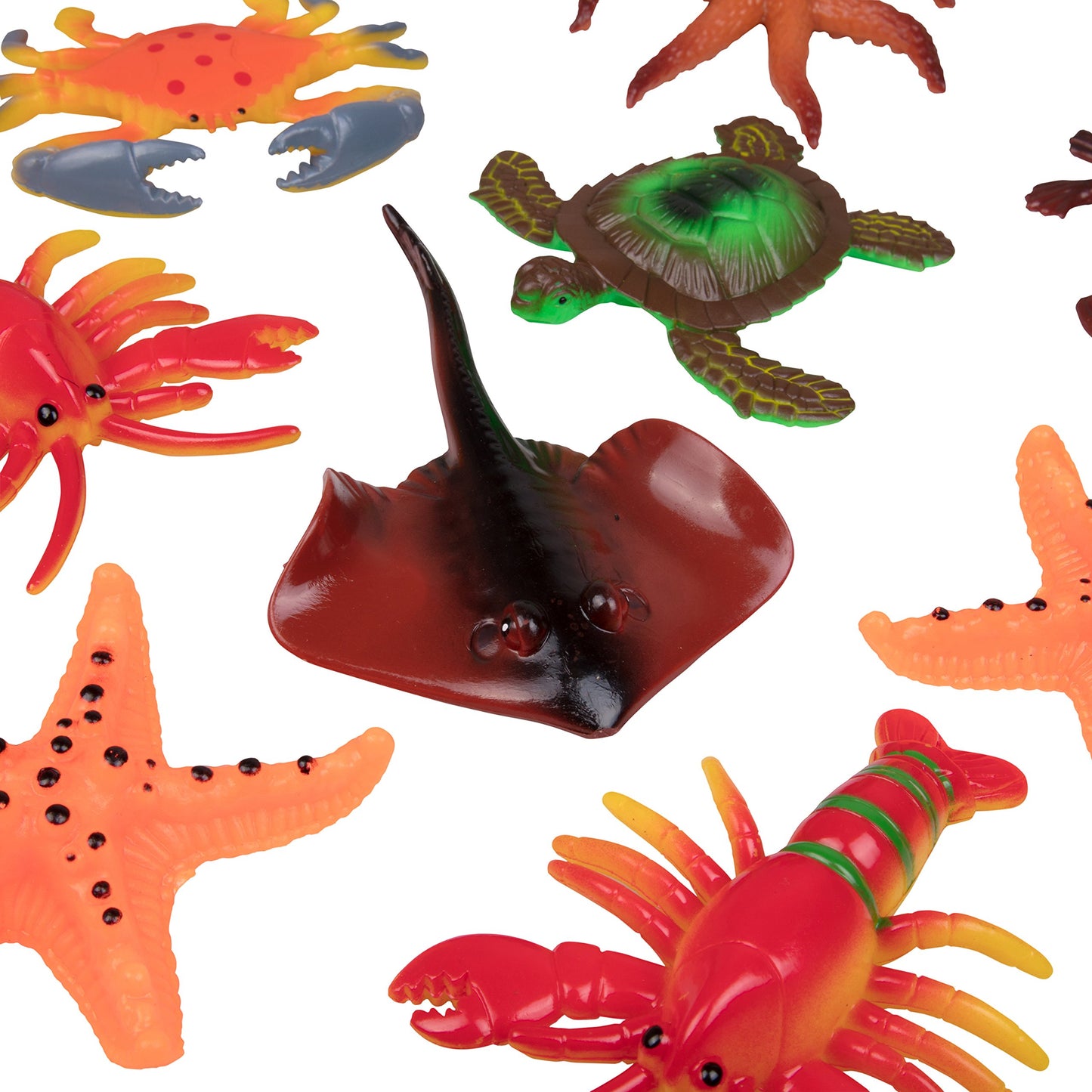 Ocean Life Sea & Animal Toy Action Figure Set - 30Pc Bucket Of Large Marine Animals Includes Turtles, Crabs, Starfishes, Fish, Sharks, Seahorses, Dolphins & More - Great Bathtub, Beach, Sandbox Toys