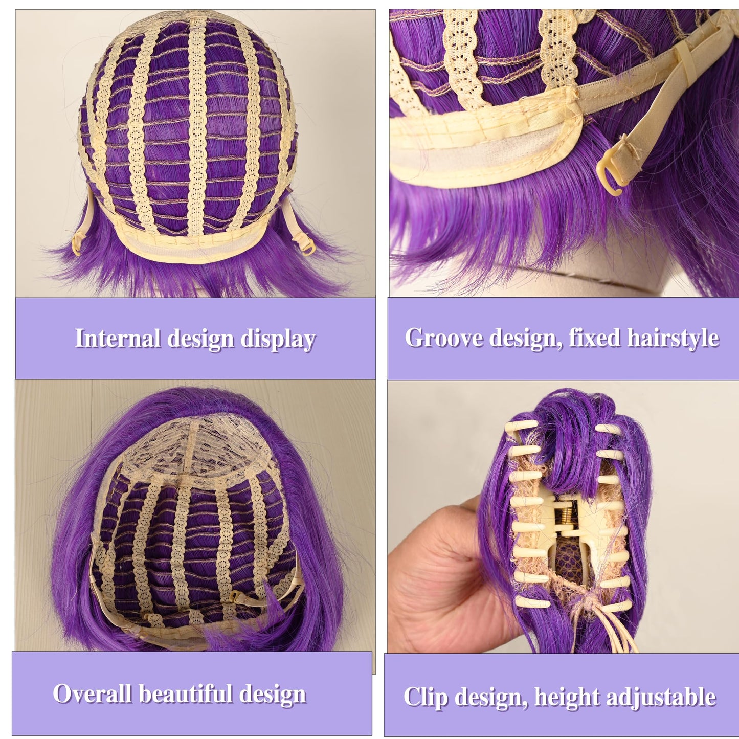 SFYANGXI Long Purple Cosplay Wig with Braid Ponytails - Halloween Cosplay Wigs for Women Costume Party