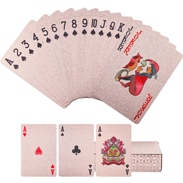 Joyoldelf Playing Cards, Plastic Rose Gold Playing Cards, Flexible Poker Cards / Waterproof Playing Cards With Box Great For Party, Game, Cardistry, Magic Trick Tool