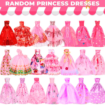 70 Pcs Doll Clothes And Accessories Kit, Including 4 Princess Gowns 8 Fashion Dresses 3 Tops 3 Pants 2 Bikini Swimsuits 20 Shoes 10 Hangers 20 Accessories For 11'-12' Dolls1